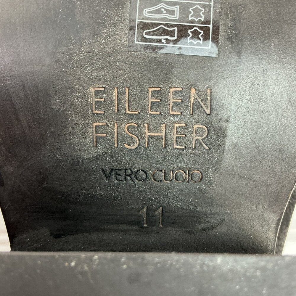 Eileen Fisher Even Tumbled Nubuck Leather Womens 11 Ankle Boots Black Elastic Go - Picture 11 of 12